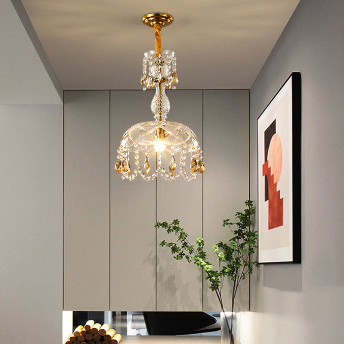 Lampa Wisząca z Kryształowym Żyrandolem do Salonu – Elegancka Lampy Wiszące, Szkło i Kryształ, Idealna do Wnętrz 1