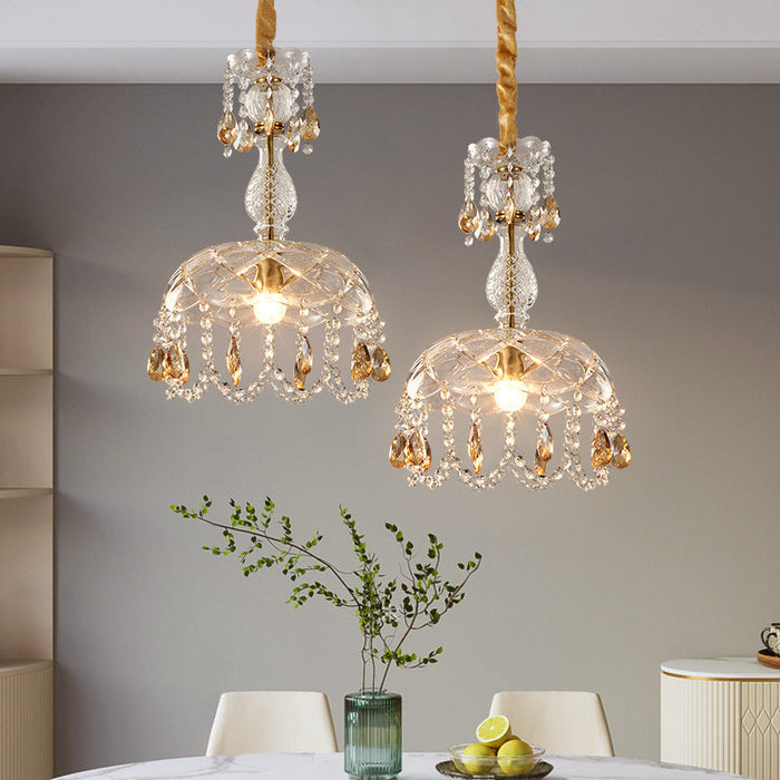 Lampa Wisząca z Kryształowym Żyrandolem do Salonu – Elegancka Lampy Wiszące, Szkło i Kryształ, Idealna do Wnętrz 2