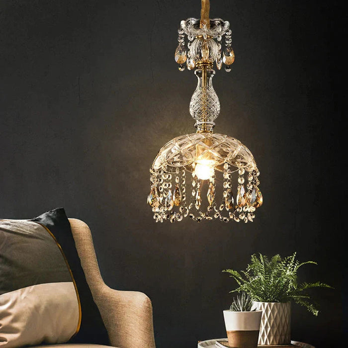 Lampa Wisząca z Kryształowym Żyrandolem do Salonu – Elegancka Lampy Wiszące, Szkło i Kryształ, Idealna do Wnętrz 4