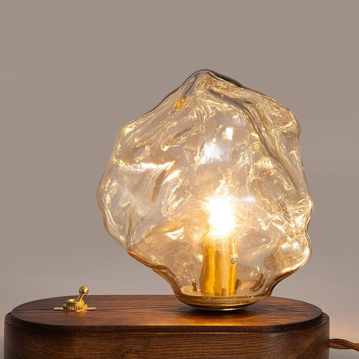 Lampa Stołowa Szklana Icestone z Metalową Podstawą do Salonów – Elegancka i Funkcjonalna Lampka Stołowa 4