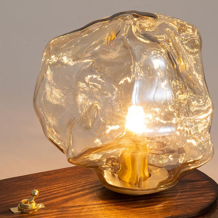 Lampa Stołowa Szklana Icestone z Metalową Podstawą do Salonów – Elegancka i Funkcjonalna Lampka Stołowa 5