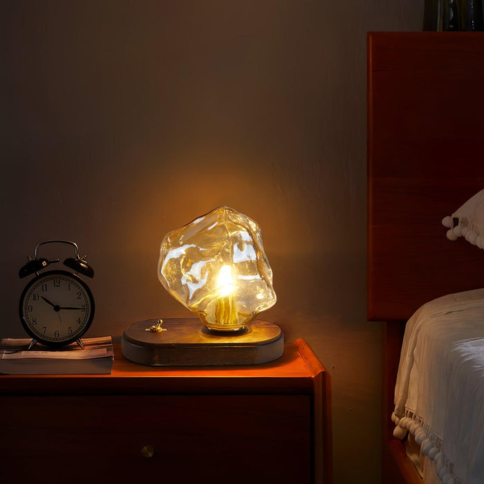Lampa Stołowa Szklana Icestone z Metalową Podstawą do Salonów – Elegancka i Funkcjonalna Lampka Stołowa 7