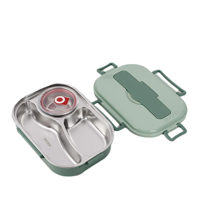 Green / 3 compartments with a soup bowl