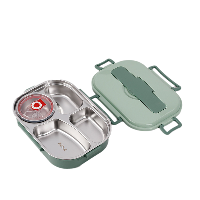 Green / 4 compartments with a soup bowl