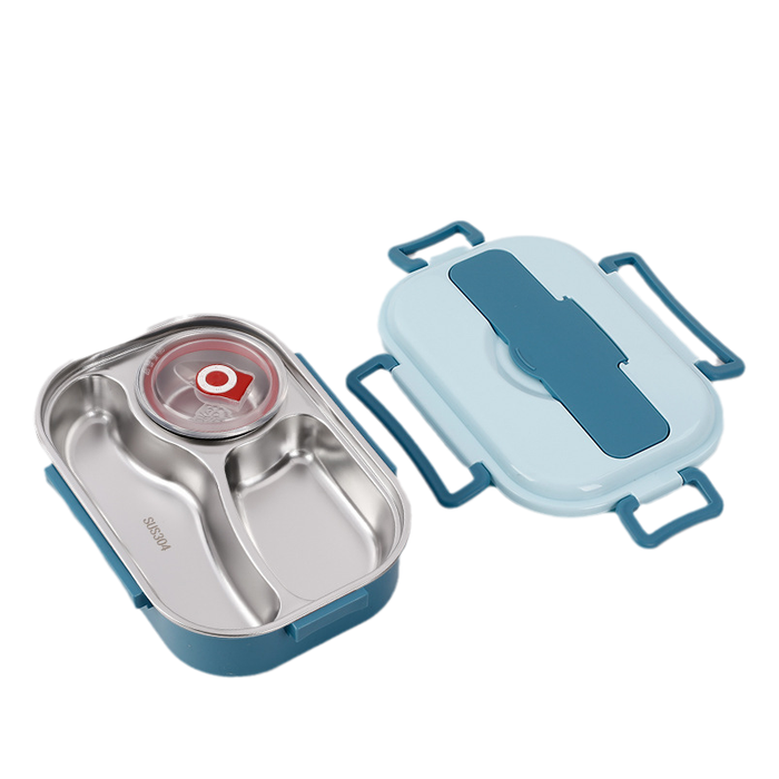 Blue / 3 compartments with a soup bowl
