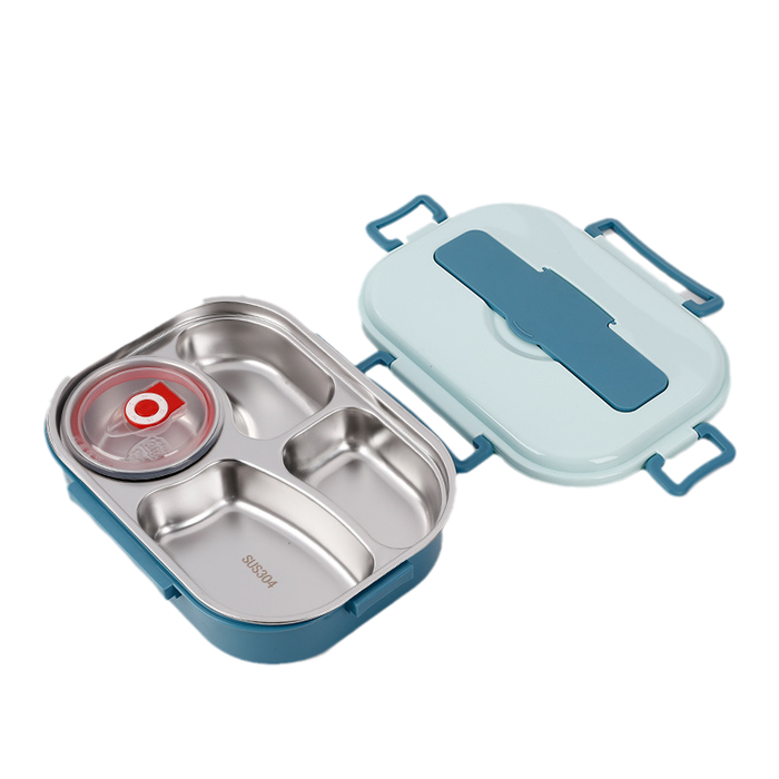Blue / 4 compartments with a soup bowl