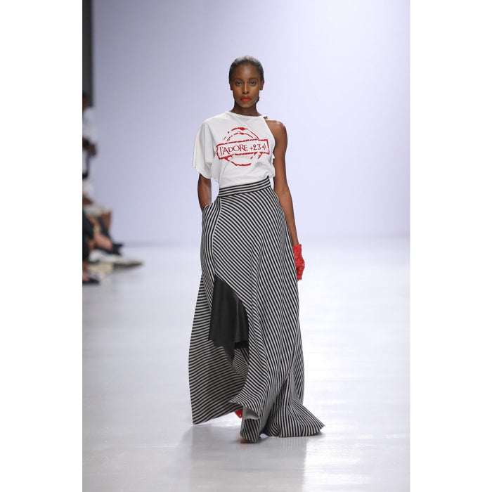 J'ADORE +234 WHITE ONE-SHOULDER TEE