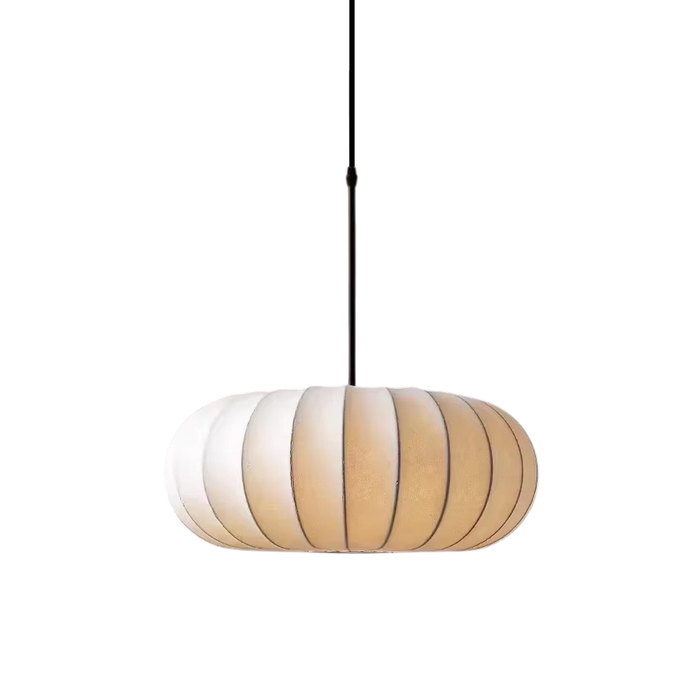 Japandi Hanging Lamp with Soft Silk Shade and Adjustable Cable – Organic Shape Pendant Light for Cozy Interiors 0