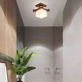 Lampa Sufitowa Japońska z Drewnianymi Detalami, 20 cm – Idealna do Salonu i Sypialni 0