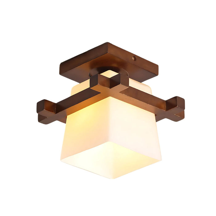 Lampa Sufitowa Japońska z Drewnianymi Detalami, 20 cm – Idealna do Salonu i Sypialni 1
