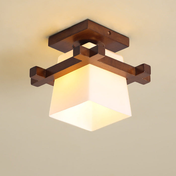 Lampa Sufitowa Japońska z Drewnianymi Detalami, 20 cm – Idealna do Salonu i Sypialni 2