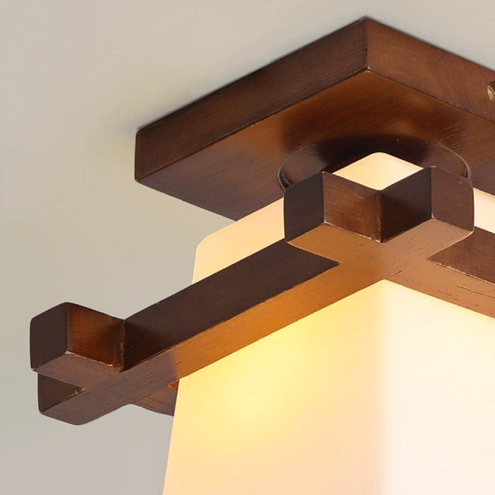 Lampa Sufitowa Japońska z Drewnianymi Detalami, 20 cm – Idealna do Salonu i Sypialni 7