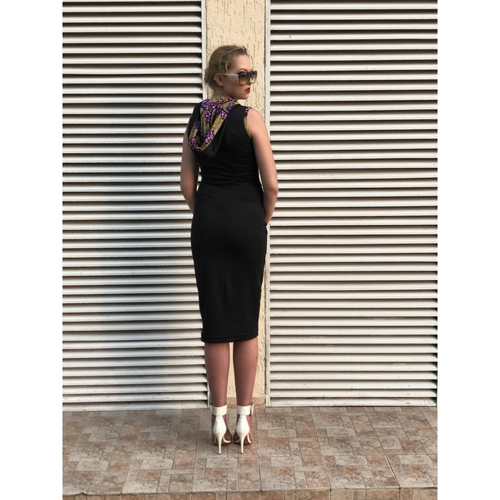 LAGOS LIFE ANKARA LINED HOODED MIDI DRESS