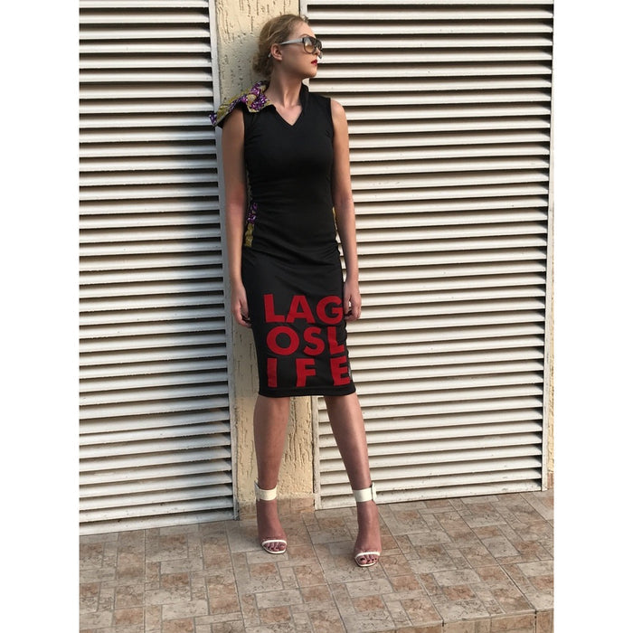 LAGOS LIFE ANKARA LINED HOODED MIDI DRESS
