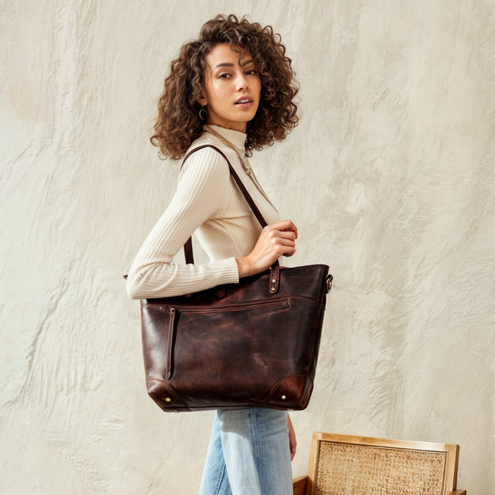 Torba typu tote w stylu vintage o dużej pojemności z wszechstronnymi możliwościami noszenia – materiał PU 0