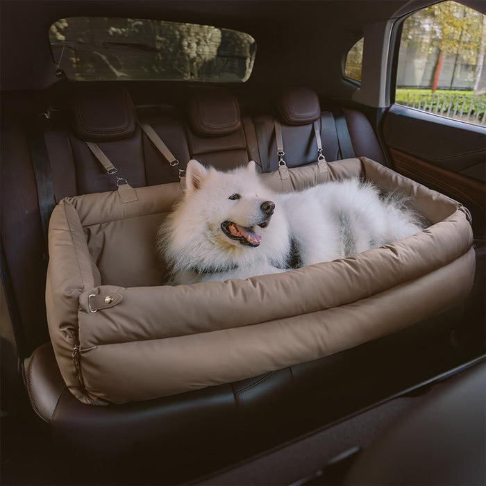 Duże Legowisko dla Psa ze Sztucznej Skóry, Wygodne i Antypoślizgowe, Idealne do Samochodu – JUMBO 95x42x45 cm 4