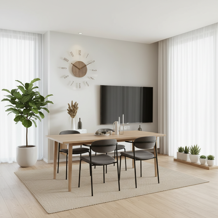 Duży, nowoczesny zegar ścienny z cichym mechanizmem – naturalny, drewniany design do stylowych wnętrz 2
