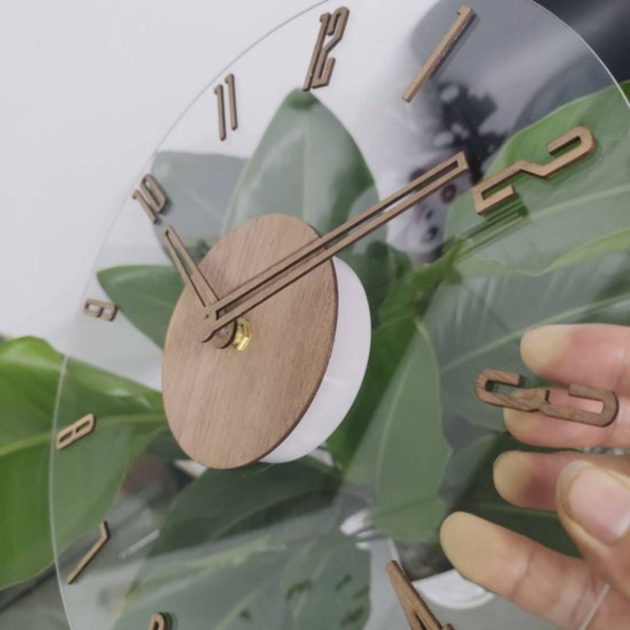 Duży, nowoczesny zegar ścienny z cichym mechanizmem – naturalny, drewniany design do stylowych wnętrz 3