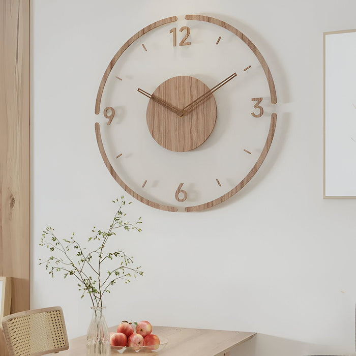 Duży, nowoczesny zegar ścienny z cichym mechanizmem – naturalny, drewniany design do stylowych wnętrz 4