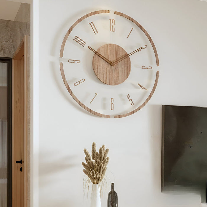 Duży, nowoczesny zegar ścienny z cichym mechanizmem – naturalny, drewniany design do stylowych wnętrz 6