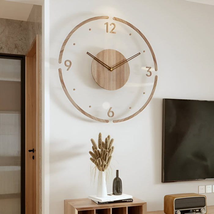 Duży, nowoczesny zegar ścienny z cichym mechanizmem – naturalny, drewniany design do stylowych wnętrz 7