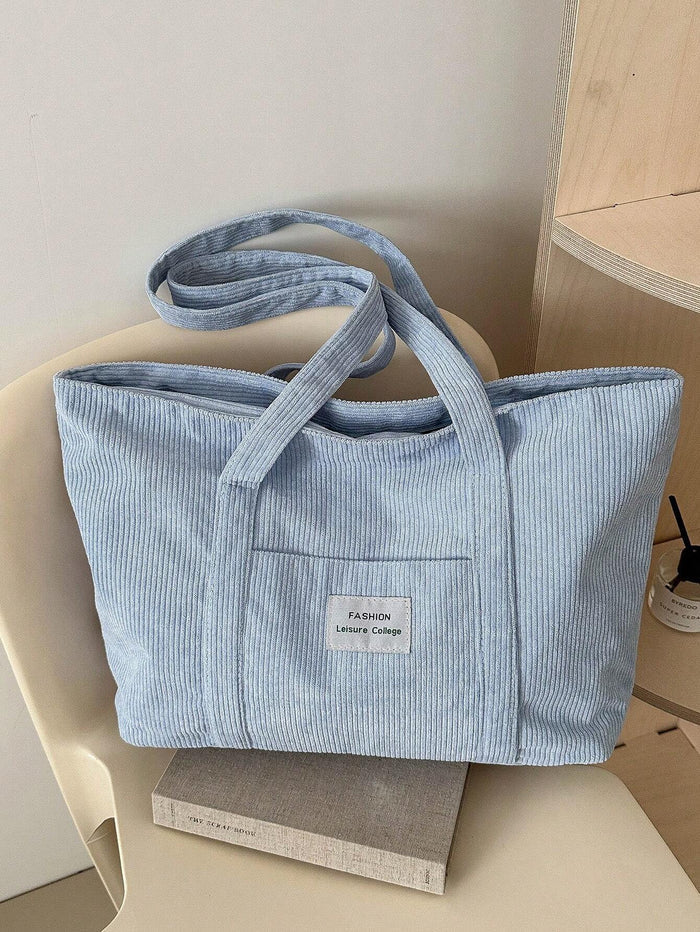 Duża torba sztruksowa w stylu retro do szkoły i pracy – pojemna i wygodna torba do codziennego użytku 1