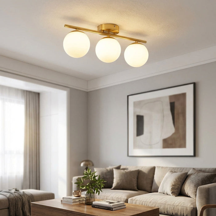 Lampa sufitowa LED z szklaną kulą, nowoczesny minimalistyczny design idealny do salonów i sypialni 1