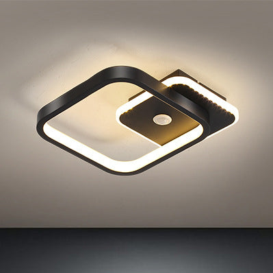 Lampa Sufitowa LED z Czujnikiem Ruchu PIR – Nowoczesna Lampa Sufitowa do Salonu, Energooszczędna, Jasny Brąz, 16W 0
