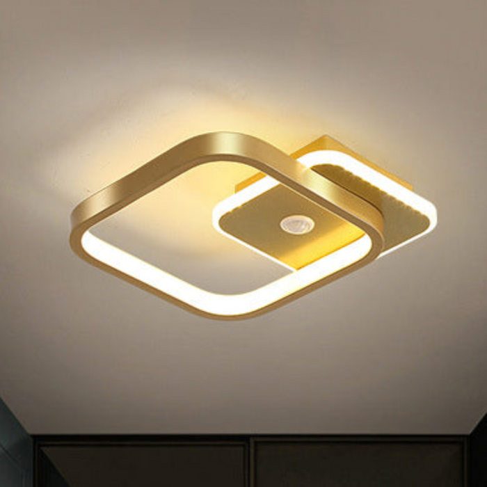 Lampa Sufitowa LED z Czujnikiem Ruchu PIR – Nowoczesna Lampa Sufitowa do Salonu, Energooszczędna, Jasny Brąz, 16W 1