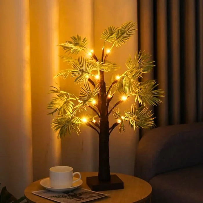 Lampki Świąteczne LED z Liśćmi Palmowymi – Oświetlenie Świąteczne na Baterie, Ciepłe Światło, 11 × 55 cm 0