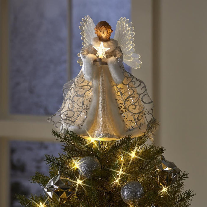 Ozdoba Choinkowa LED Złoty Anioł 25x20 cm – Elegancka Dekoracja Świąteczna z Akrylu do Wystroju Domu 2