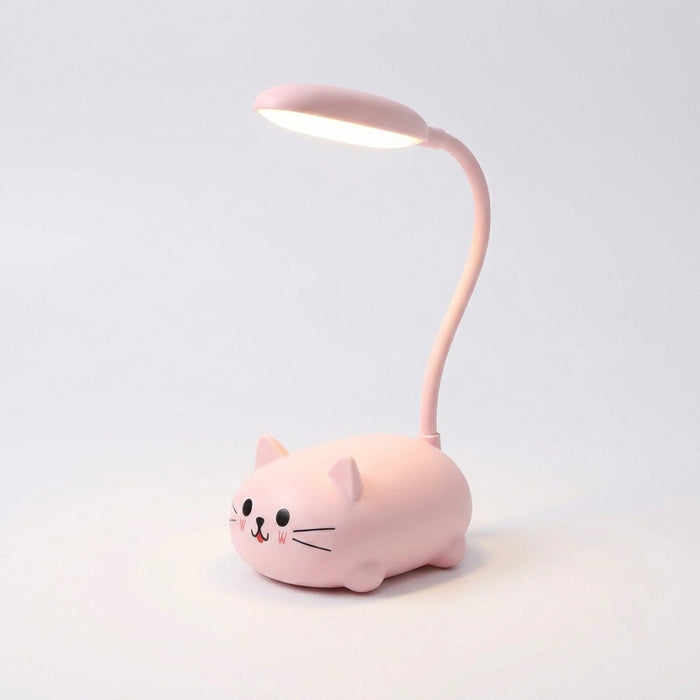 Lampka biurkowa LED z regulowaną szyjką w kształcie kota, dostępna w kolorach niebieskim, różowym 6