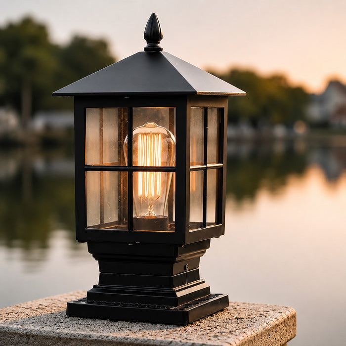 Lampa ogrodowa słupek z podwójnym zasilaniem LED, tradycyjny styl, wykonana ze stopu 1