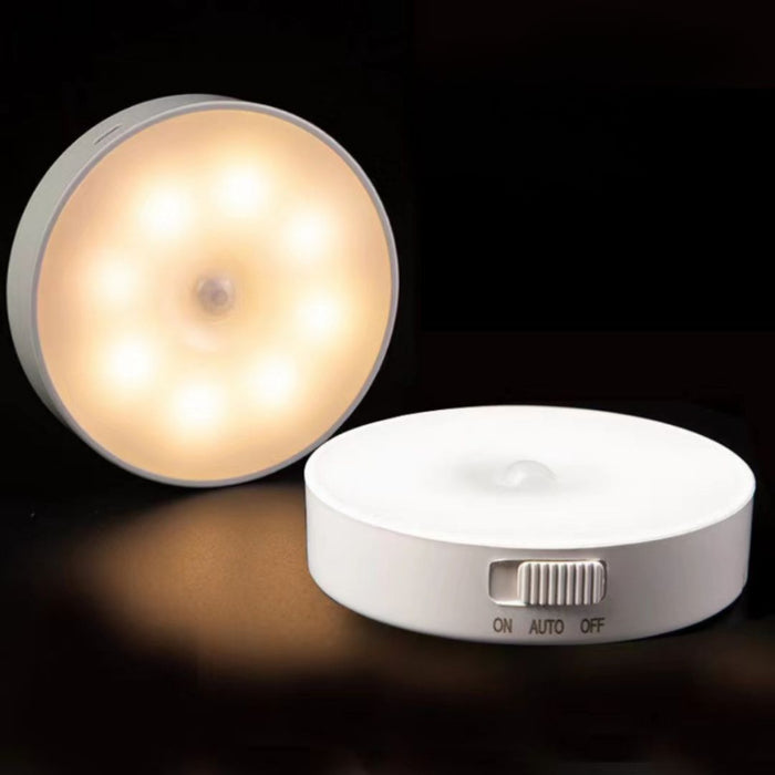Lampa LED z czujnikiem ruchu i regulacją jasności, bezprzewodowa, okrągła, biała 4