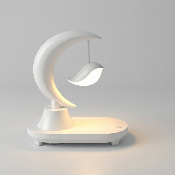 Kompaktowa lampka nocna LED z Bluetooth i ładowaniem bezprzewodowym, idealna do sypialni, emit 2