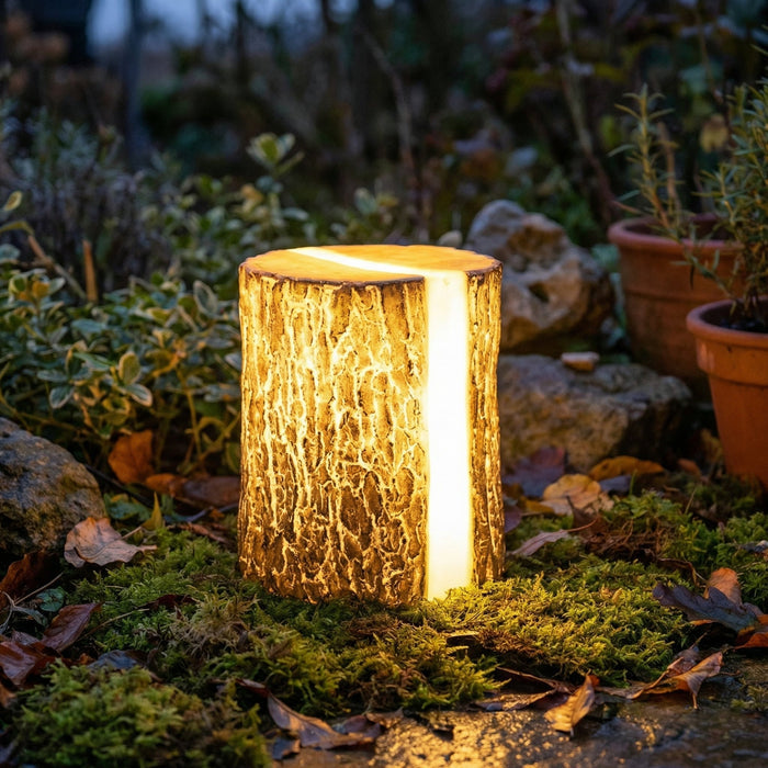 Lampa ogrodowa stojąca LED w naturalnym stylu pnia drzewa, idealna do rustykalnych ogrodów, 0