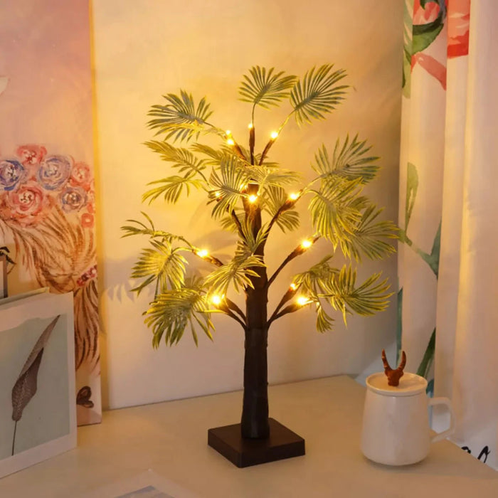 Lampki LED z Liśćmi Palmowymi – Ciepłe Światło Dekoracyjne do Wnętrz, Zasilane na Baterie, 11 x 55 cm 4