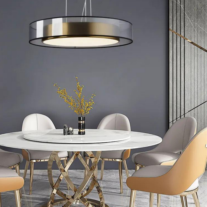 Lampa wisząca LED w różowym złocie z regulacją wysokości, idealna do nowoczesnych salonów i jadalni 4