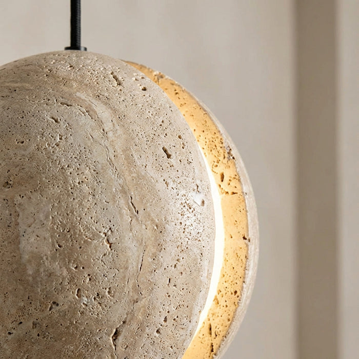 Lampa wisząca LED o kompaktowej kulistej konstrukcji z powierzchnią imitującą kamień, idealna do nowoczes 3