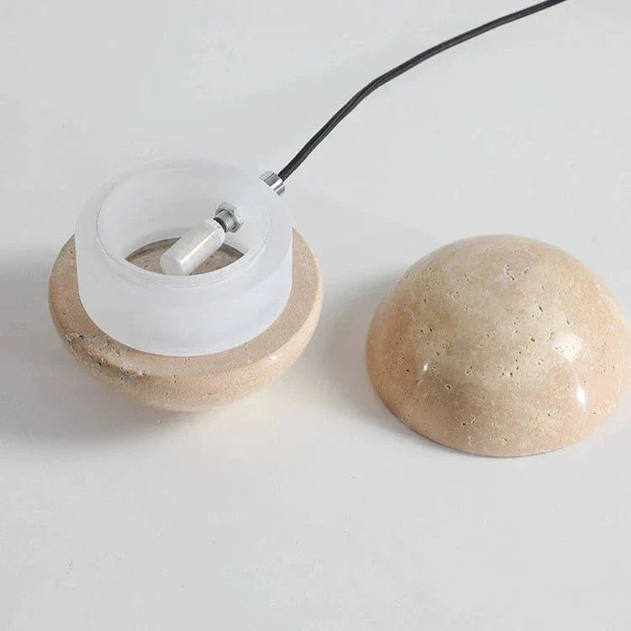 Lampa wisząca LED o kompaktowej kulistej konstrukcji z powierzchnią imitującą kamień, idealna do nowoczes 4