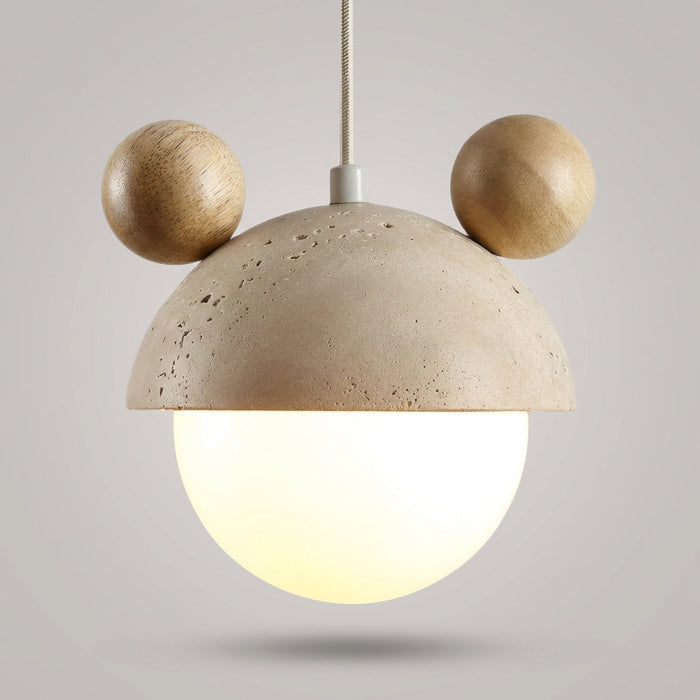 Lampa wisząca LED z trawertynowym wykończeniem, emitująca ciepłe światło, idealna do salon 2