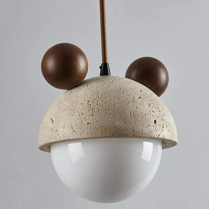 Lampa wisząca LED z trawertynowym wykończeniem, emitująca ciepłe światło, idealna do salon 5