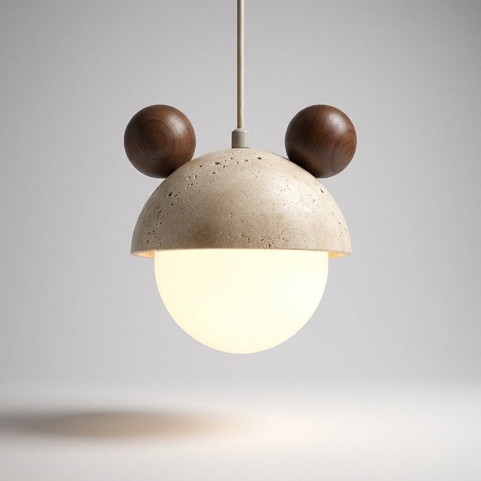 Lampa wisząca LED z trawertynowym wykończeniem, emitująca ciepłe światło, idealna do salon 6