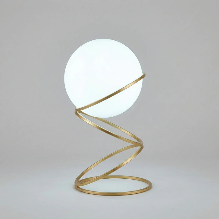 Lampa stołowa LED z rzeźbioną spiralą i metalową podstawą, nowoczesny design idealny do salonu 4