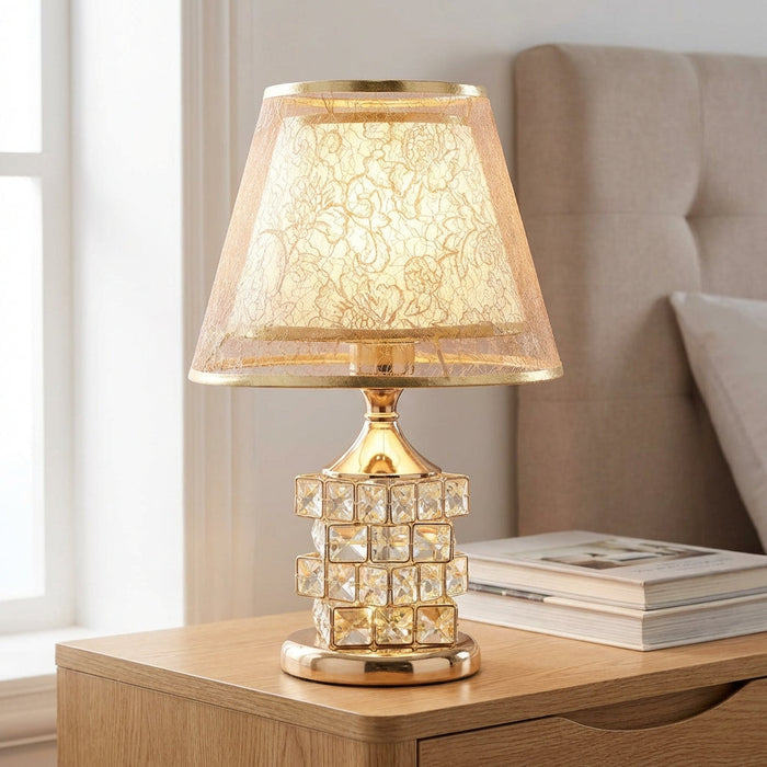 Lampa stołowa LED z regulacją światła i kryształowymi akcentami, nowoczesny design idealny do salonów. 1