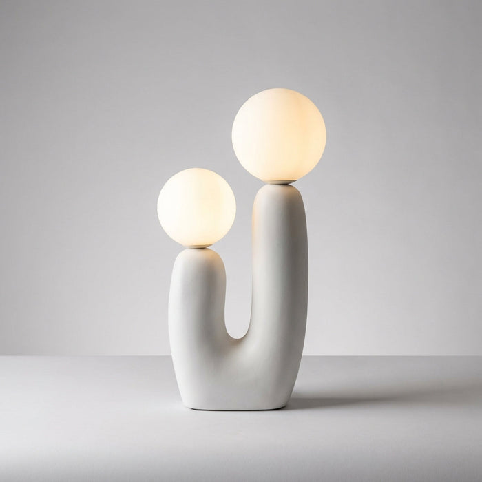 Lampa stołowa LED 49cm z regulowanym oświetleniem, szklanym kloszem i nowoczesną rze 0