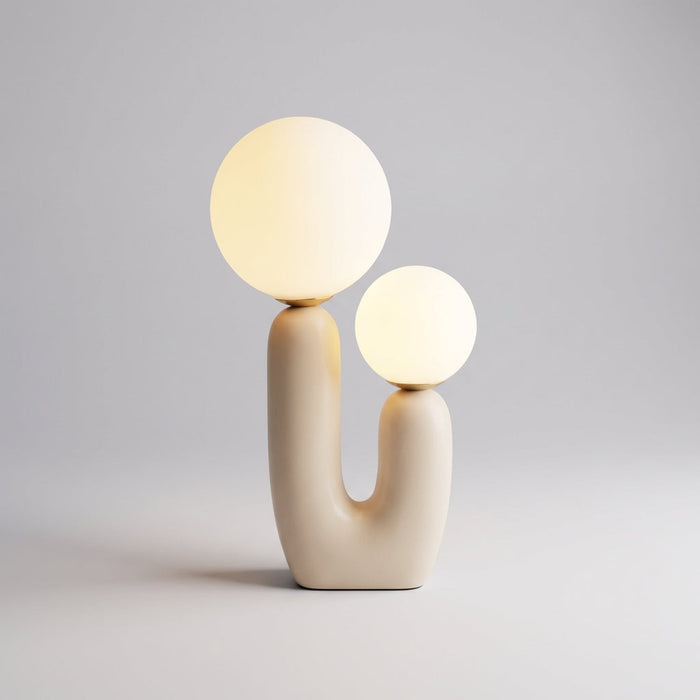 Lampa stołowa LED 49cm z regulowanym oświetleniem, szklanym kloszem i nowoczesną rze 2