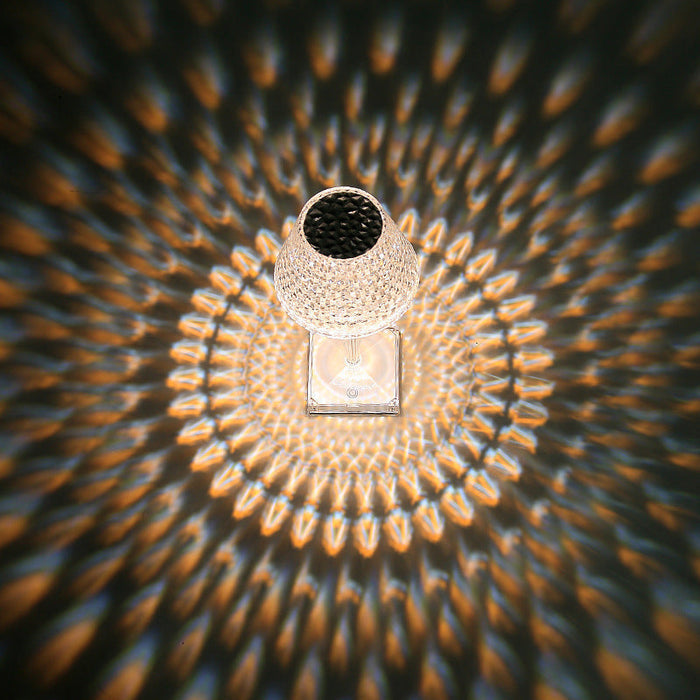 Lampa stołowa LED z kryształowym kloszem, przyciemniana, przenośna z USB, nowoczesny 3