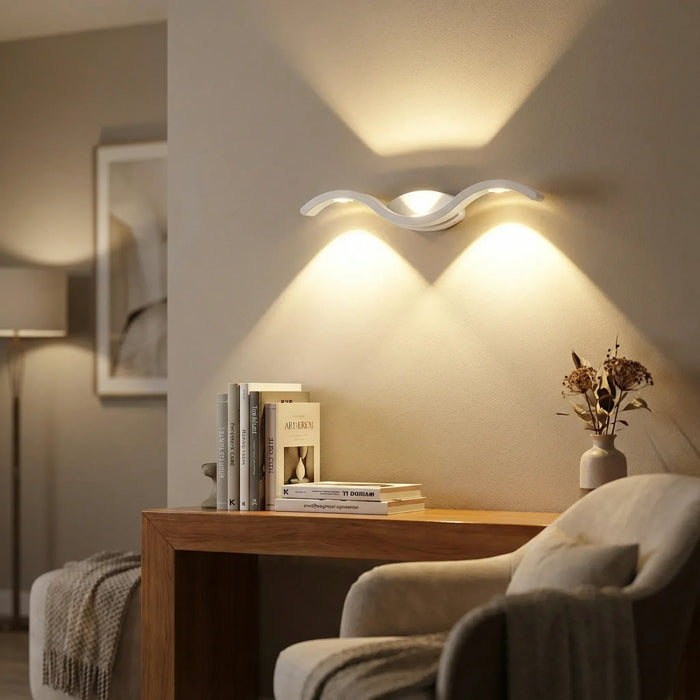 Kinkiet ścienny LED z podwójną belką, minimalistyczny design, energooszczędny, cz 1