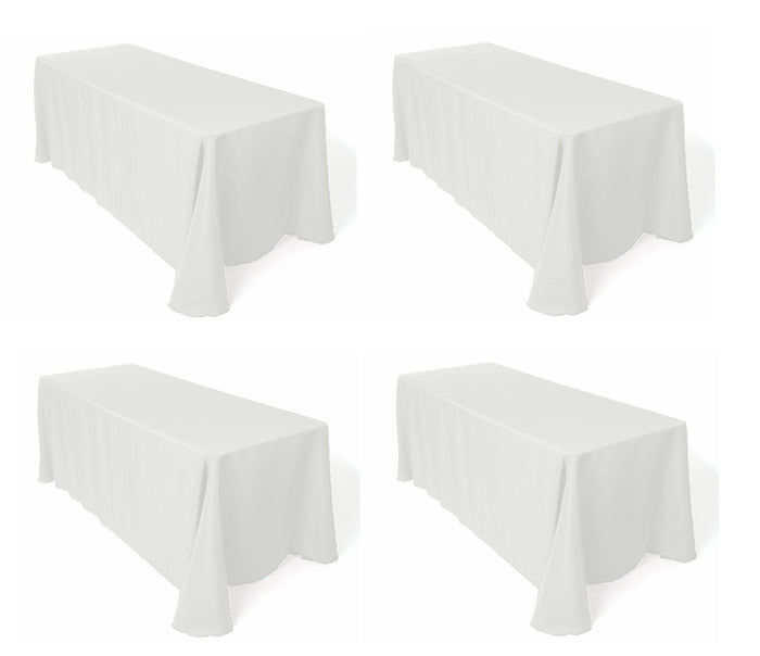 LinenTablecloth 90 x 132-Inch Rectangular Polyester Tablecloths (White, 4)
